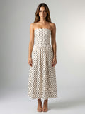Women's Polka Dot Strapless A-Line Maxi Dress