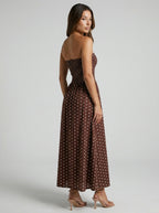 Women's Polka Dot Strapless A-Line Maxi Dress