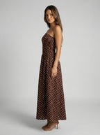 Women's Polka Dot Strapless A-Line Maxi Dress