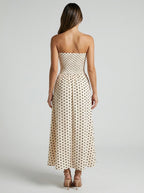 Women's Polka Dot Strapless A-Line Maxi Dress