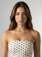 Women's Polka Dot Strapless A-Line Maxi Dress