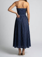 Women's Polka Dot Strapless A-Line Occasion Maxi Dress