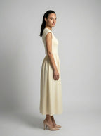 Women's Round Neck Cap Sleeve Maxi Dress