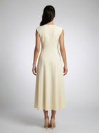 Women's Round Neck Cap Sleeve Maxi Dress