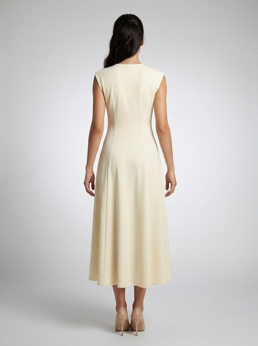 Women's Round Neck Cap Sleeve Maxi Dress