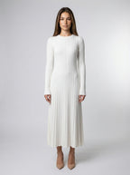 Women's Round Neck Long Sleeve Ribbed Maxi Dress
