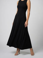 Women's Round Neck Sleeveless A-Line Maxi Dress