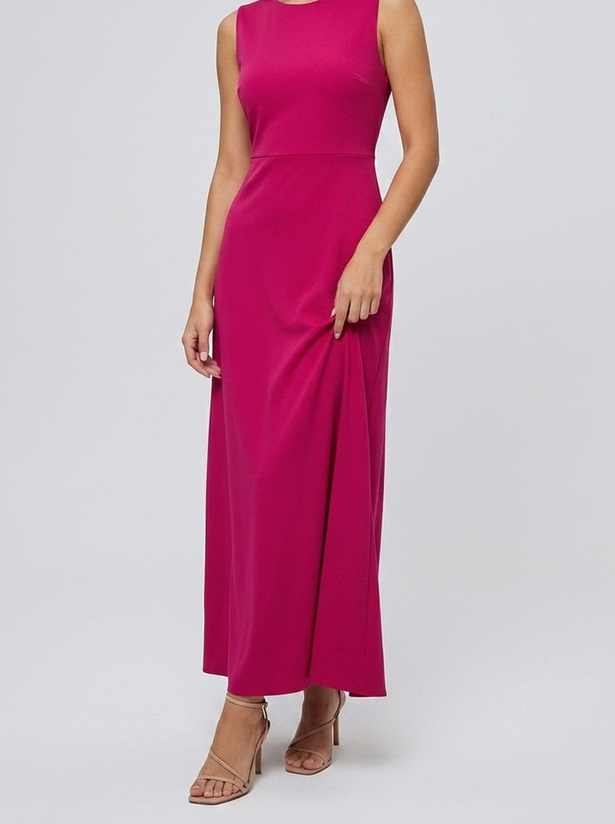 Women's Round Neck Sleeveless A-Line Maxi Dress