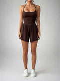Women's Ruched Waist Playsuit with Scoop Neck