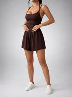 Women's Ruched Waist Playsuit with Scoop Neck