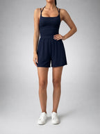 Women's Ruched Waist Playsuit with Scoop Neck