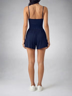 Women's Ruched Waist Playsuit with Scoop Neck