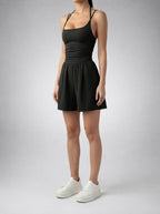 Women's Ruched Waist Playsuit with Scoop Neck