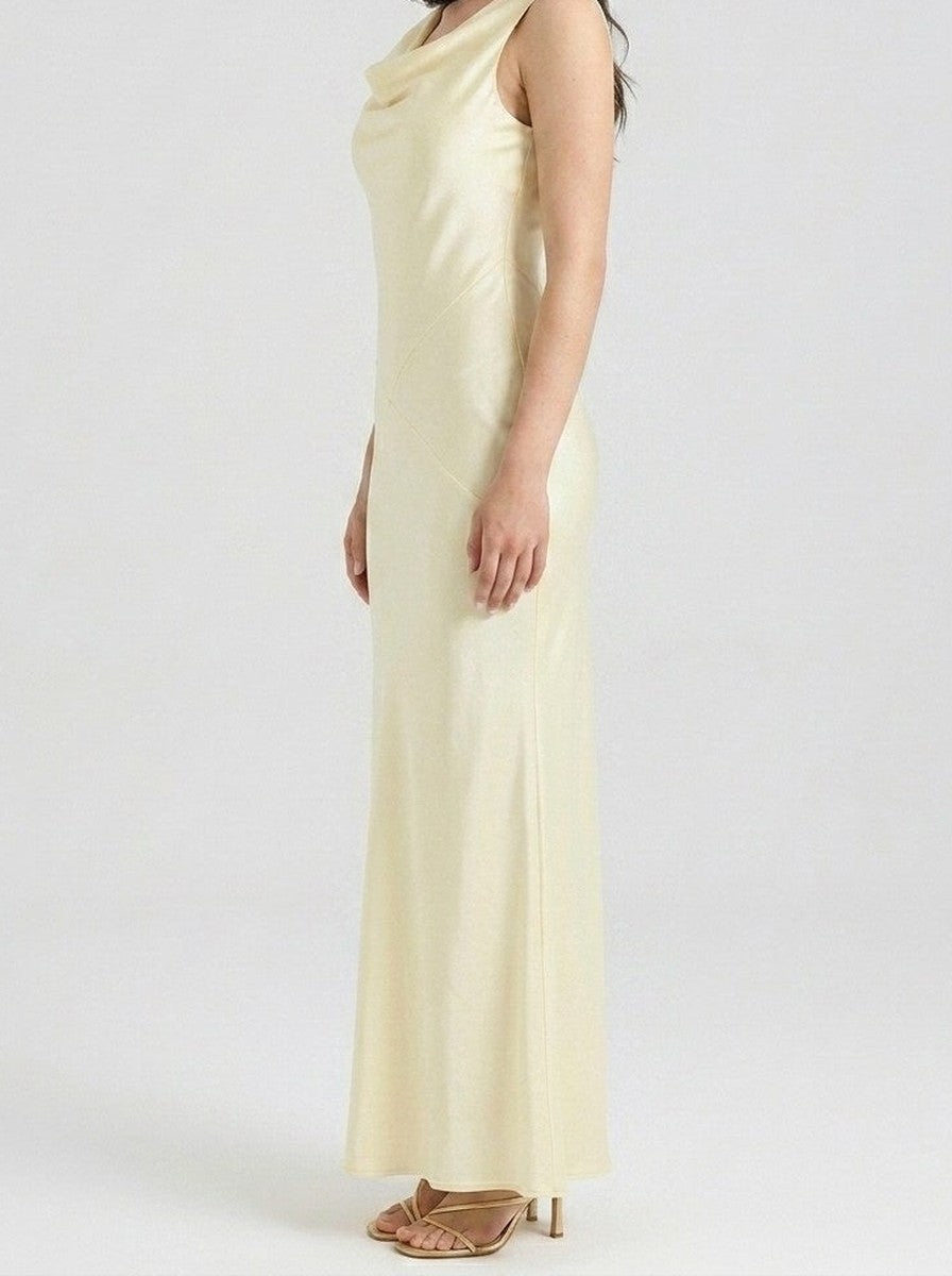 Women's Satin Cowl Neck Slip Occasion Maxi Dress