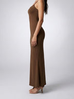 Women's Scoop Neck Spaghetti Strap Bodycon Maxi Dress