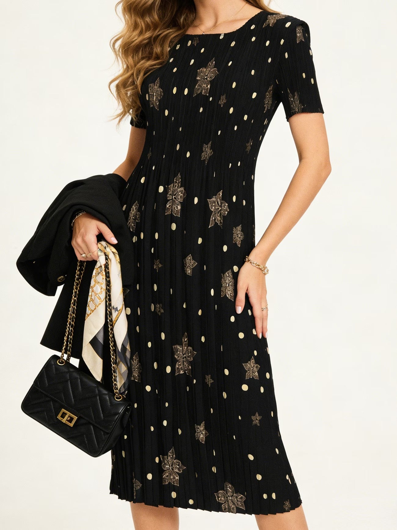 Women’s Short Sleeve Midi Dress with Print