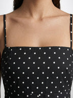 Women's Polka Dot Square Neck Spaghetti Strap Summer Maxi Dress