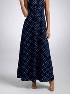 Women's Polka Dot Square Neck Spaghetti Strap Summer Maxi Dress