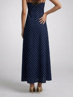 Women's Polka Dot Square Neck Spaghetti Strap Summer Maxi Dress