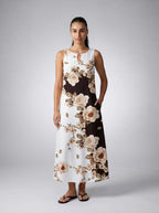 Women's Sleeveless Floral Print Midi Dress
