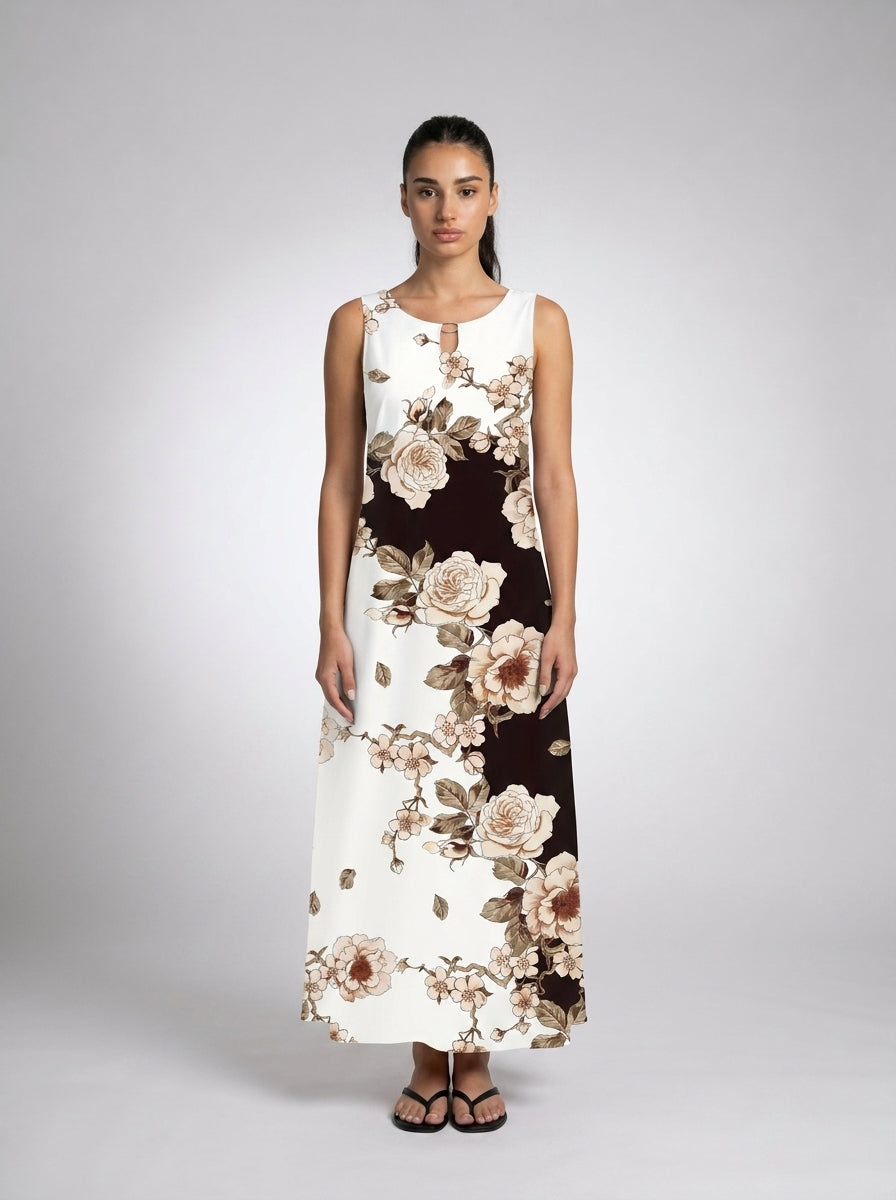 Women's Sleeveless Floral Print Midi Dress