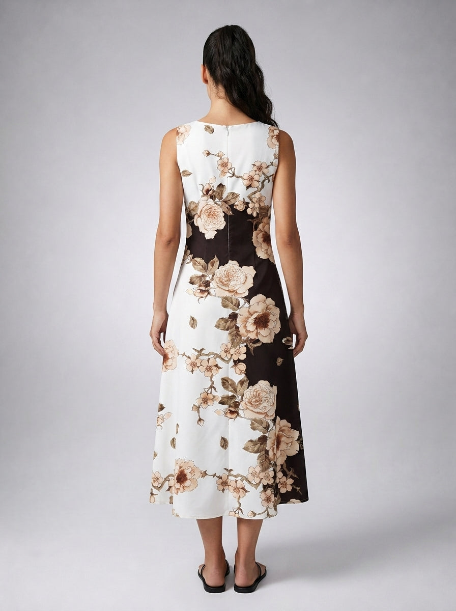 Women's Sleeveless Floral Print Midi Dress