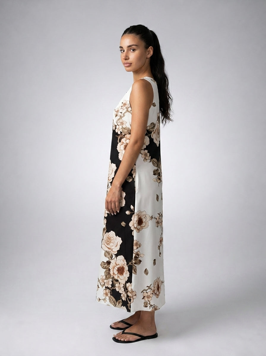 Women's Sleeveless Floral Print Midi Dress