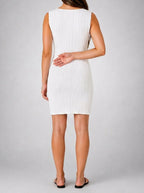 Women's Sleeveless Shift Mini Dress with V-Neck