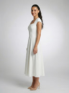 Women's Square Neck Cap Sleeve Midi Dress