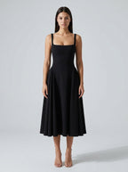 Women's Square Neck Sleeveless A-Line Midi Dress