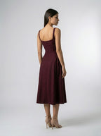 Women's Square Neck Sleeveless A-Line Midi Dress