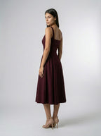 Women's Square Neck Sleeveless A-Line Midi Dress