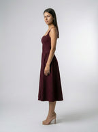 Women's Square Neck Sleeveless A-Line Midi Dress