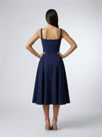 Women's Square Neck Sleeveless A-Line Midi Dress