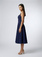Women's Square Neck Sleeveless A-Line Midi Dress
