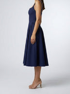 Women's Square Neck Sleeveless A-Line Occasion Midi Dress