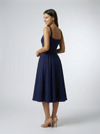 Women's Square Neck Sleeveless A-Line Midi Dress