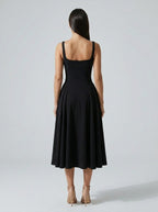 Women's Square Neck Sleeveless A-Line Midi Dress