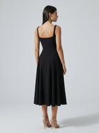 Women's Square Neck Sleeveless A-Line Midi Dress