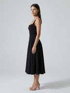 Women's Square Neck Sleeveless A-Line Midi Dress
