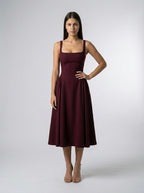 Women's Square Neck Sleeveless A-Line Midi Dress