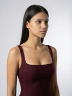 Women's Square Neck Sleeveless A-Line Midi Dress
