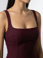 Women's Square Neck Sleeveless A-Line Occasion Midi Dress