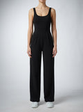 Women's Square Neck Wide Leg Jumpsuit with Pockets