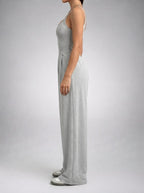 Women's Square Neck Wide Leg Jumpsuit with Pockets