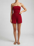 Women's Strapless Ruched Playsuit