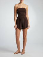 Women's Strapless Ruched Playsuit