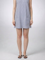 Women's Striped A-Line Knee Length Dress with Scoop Neck