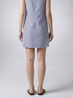 Women's Striped A-Line Knee Length Dress with Scoop Neck