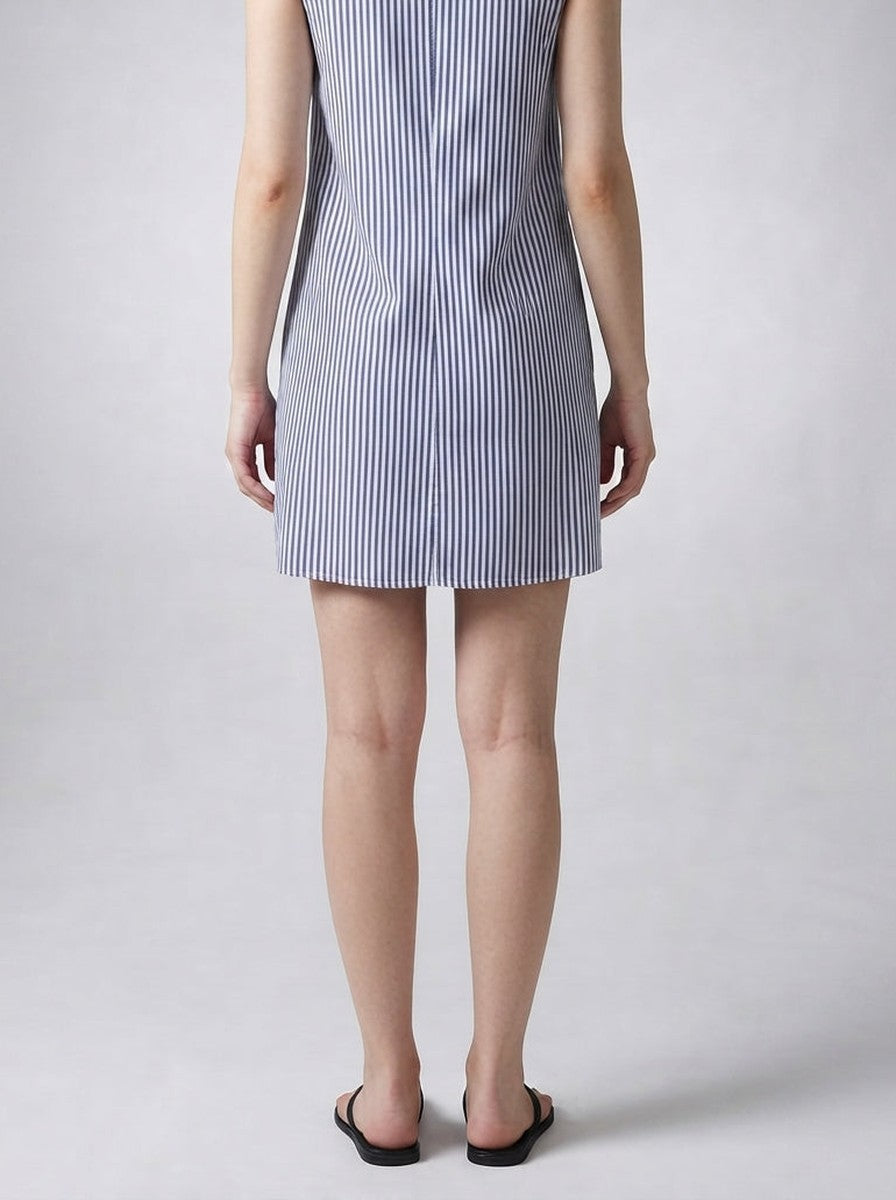 Women's Striped A-Line Knee Length Dress with Scoop Neck